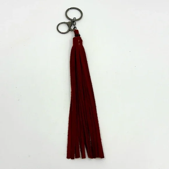 NEW Suede Soft Leather Tassel Keychain Bag Charm 10” Lengh - Picture 2 of 4